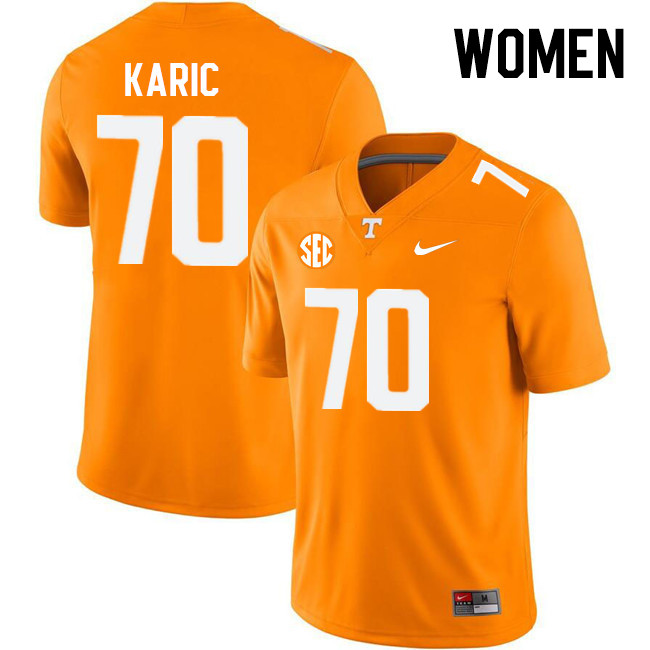 Women #70 Andrej Karic Tennessee Volunteers College Football Jerseys Stitched Sale-Orange